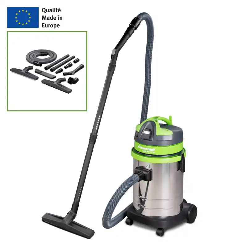 Certifié Aspirateur eau/poussière en inox 33L professionnel prise intégrée Cleancraft wetCAT 133 IR