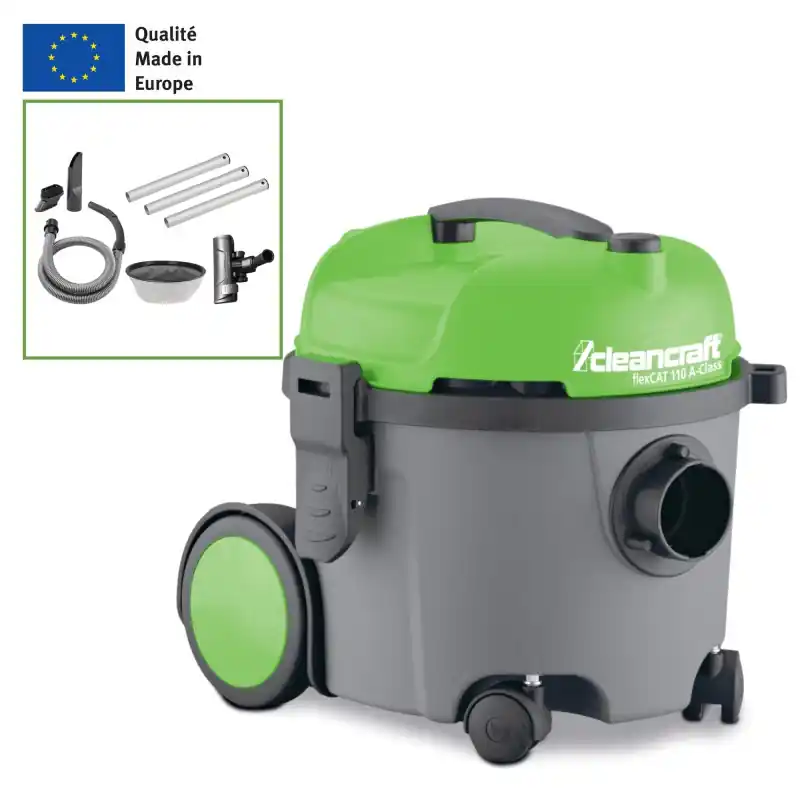 Aspirateur à poussières 10L maniable sur roues compact Cleancraft flexCAT 110 Paiement Sécurisé